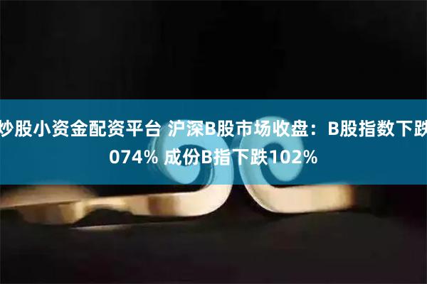 炒股小资金配资平台 沪深B股市场收盘：B股指数下跌074% 成份B指下跌102%